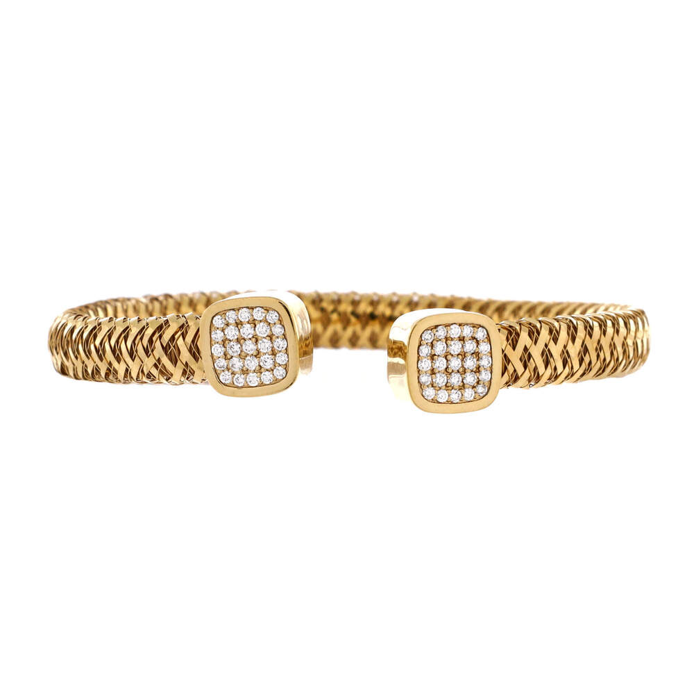 Roberto Coin Primavera Flexible Open Cuff Bracelet 18K Yellow Gold with Diamonds